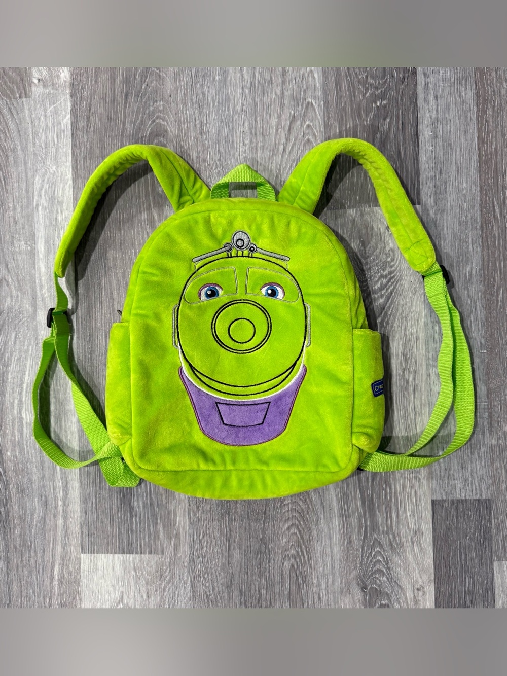 Chuggington Koko Train Plush Lime Green/Purple 12”Backpack Zip Padded Pockets